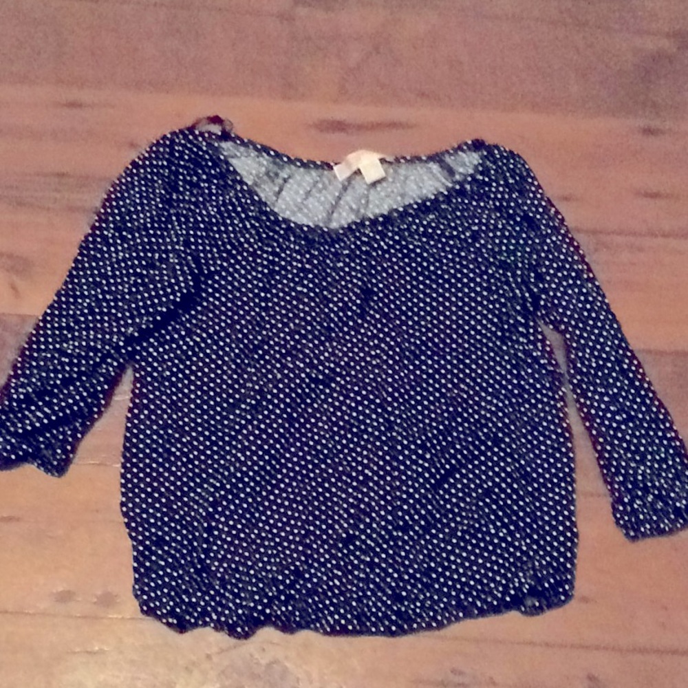Blue and white polka dot shirt